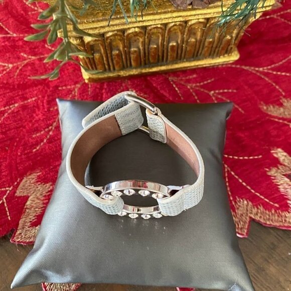 Roberto Mantellassi Silver Leather and Crystal Bracelet - Picture 4 of 9